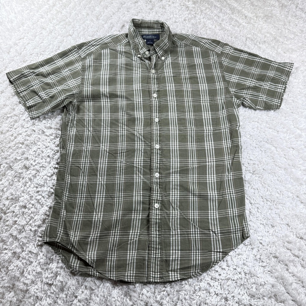 Brooks Brothers Shirt Men S Green Plaid Preppy Casual Work Ivy Leauge Frat Smart